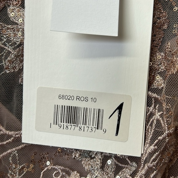 Mac Duggal 68020 NWT Embellished Illusion Long Sleeve Midi Dress in Rose - Picture 9 of 12